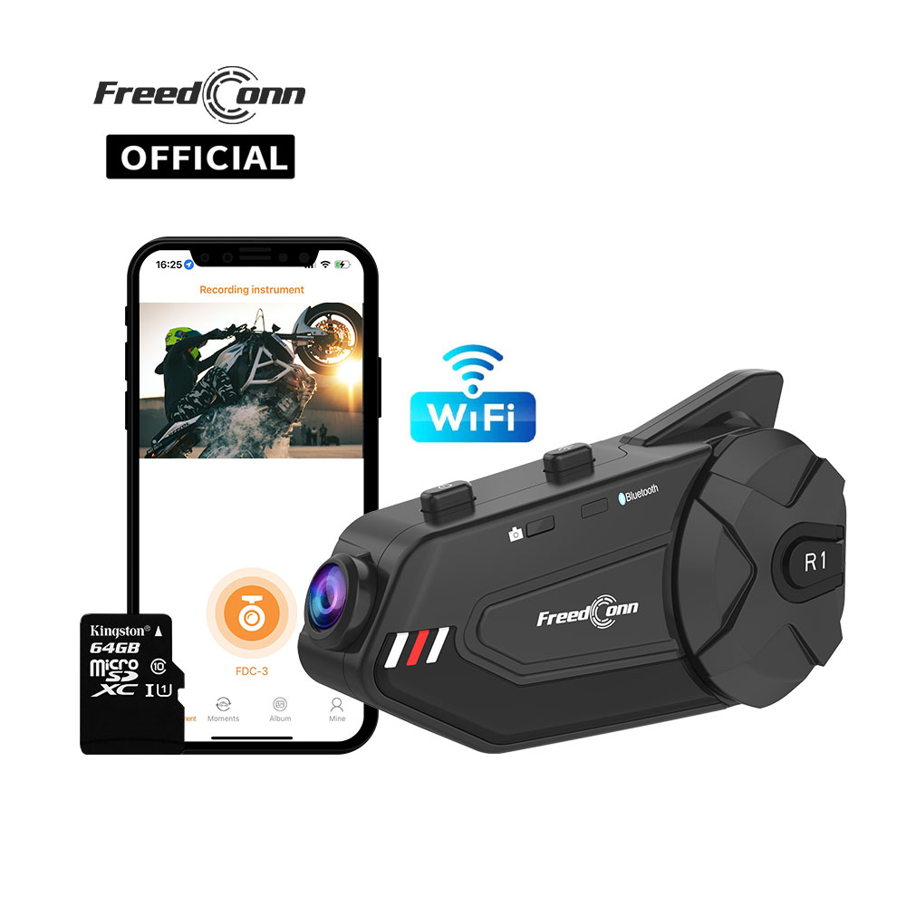Universal Motorcycle Helmet Intercom Headset - Freedconn R1Plus Bluetooth Motorcycle Intercom Helmet