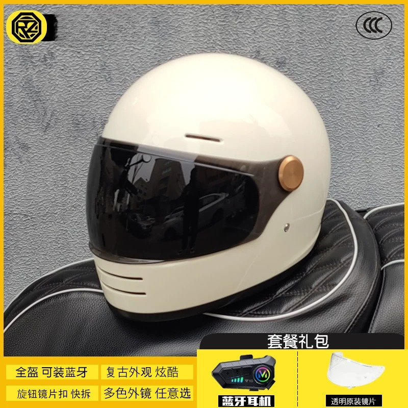 ORZ Men Women Retro Full Face  - Full Face Motorcycle Helmet With Bluetooth recension och pris