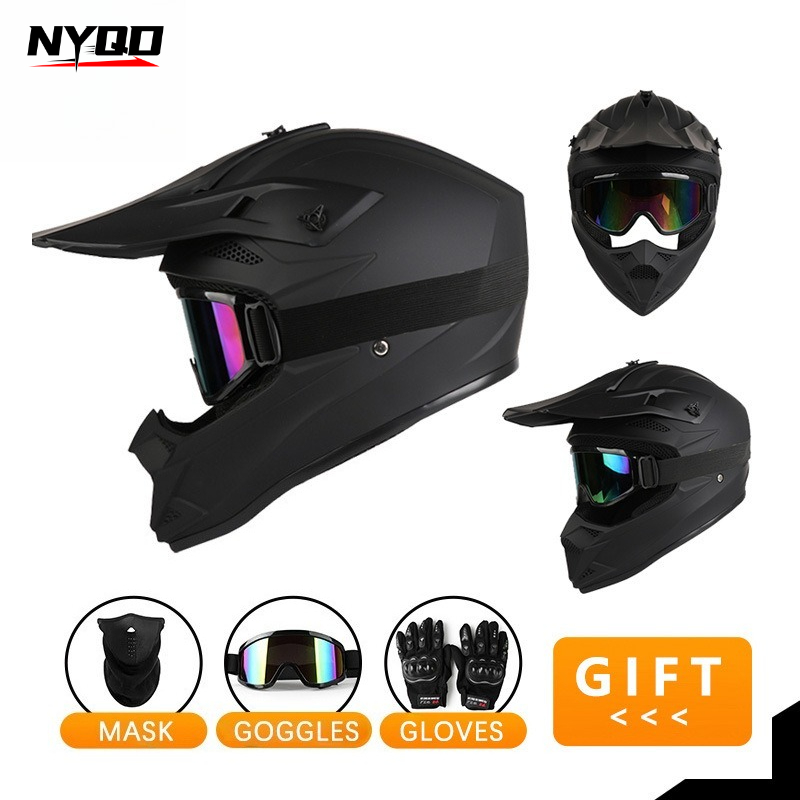 4 Seasons Breathable Full Face - Off Road Motocross Helmet Goggles Set recension och pris