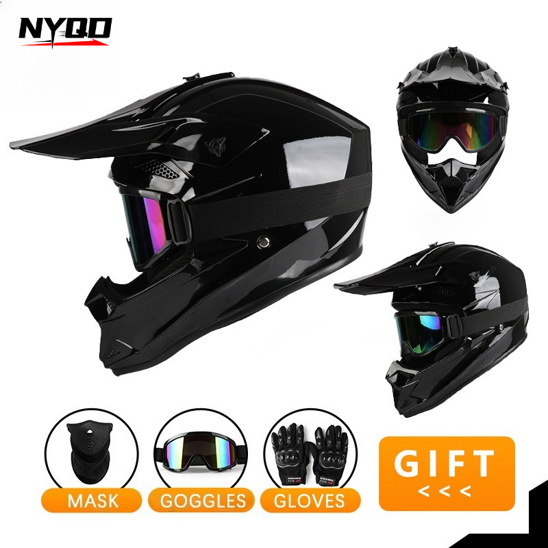 4 Seasons Breathable Full Face - Off Road Motocross Helmet Goggles Set recension och pris