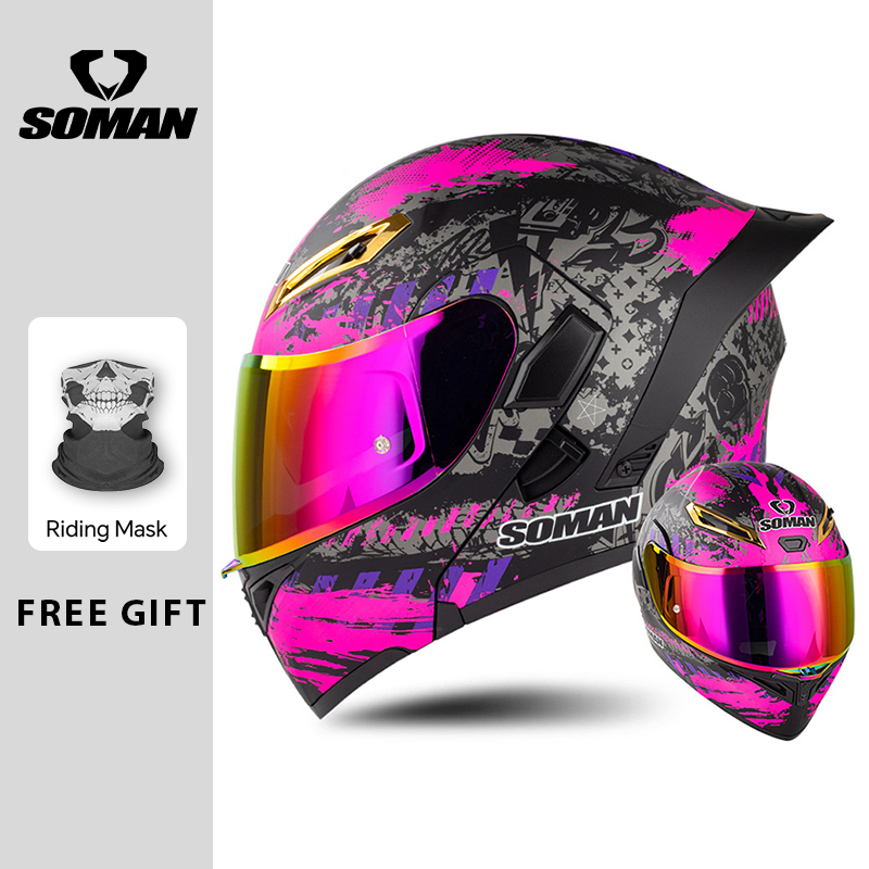 Unisex DOT Approved Dual Visor - Dual Visor Motorcycle Racing Helmet recension och pris